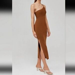 House of Harlow 1960 Ribbed One Shoulder Midi Dress